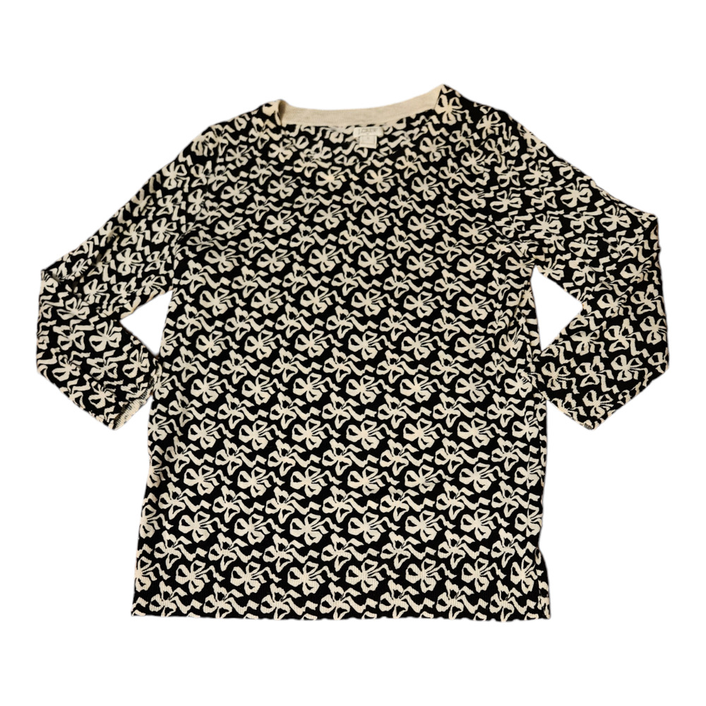 J. Crew Factory Black and White 3/4 Sleeve Pullover Sweater